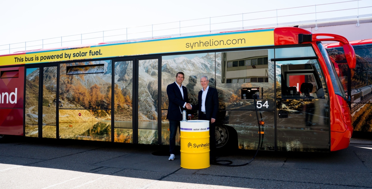 First-ever passenger bus at Zurich Airport fueled with Synhelion’s solar diesel