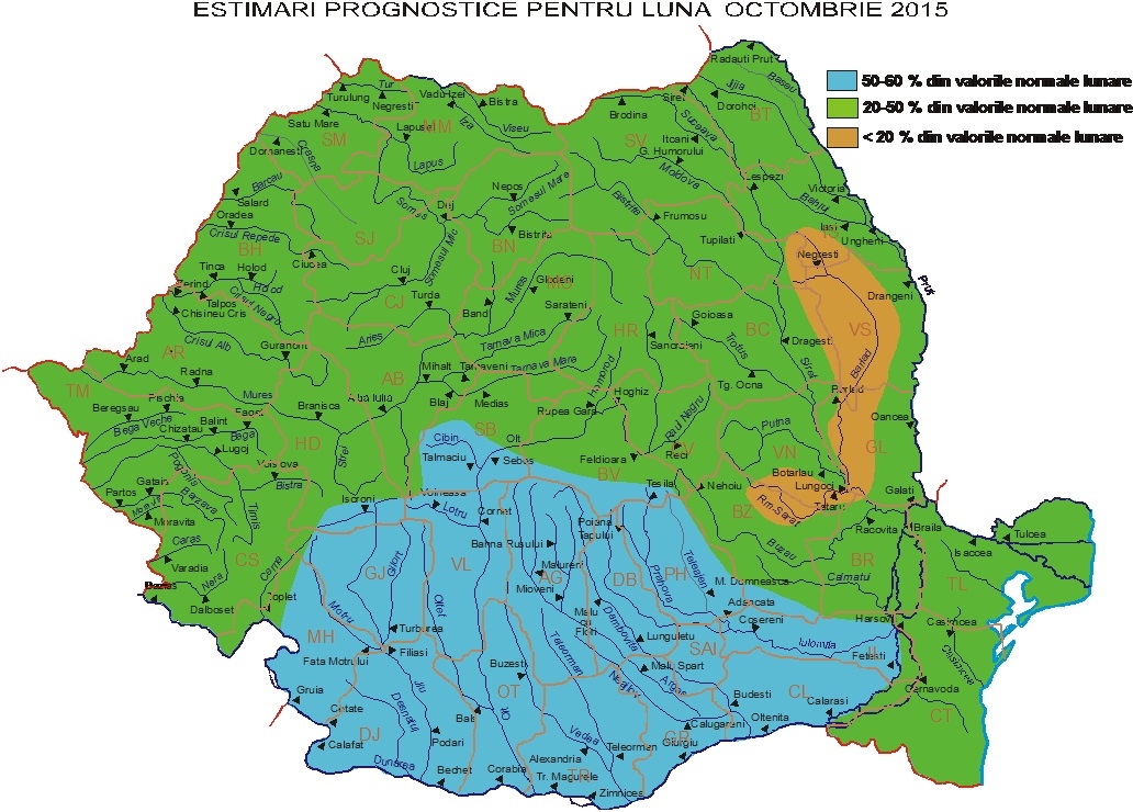 Prognoza hidrologică pentru luna octombrie