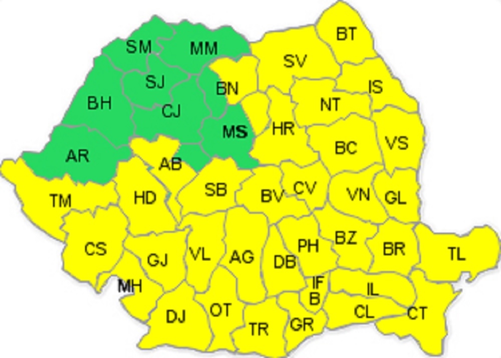 Cod galben de ploi și ninsori în aproape toată țara